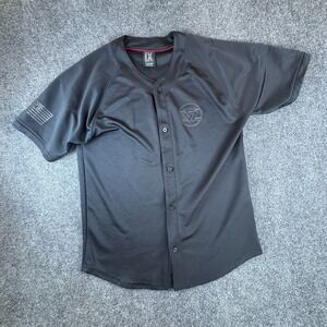Ninth Hall IX NH Baseball Jersey Mens XL Black Logo Button Up Raglan‎ Sleeve #09